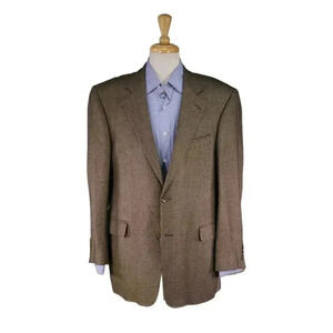 H. Stockton by Jack Victor Recent Brown/Gold Woven 2-Btn Sportcoat Blazer 42R